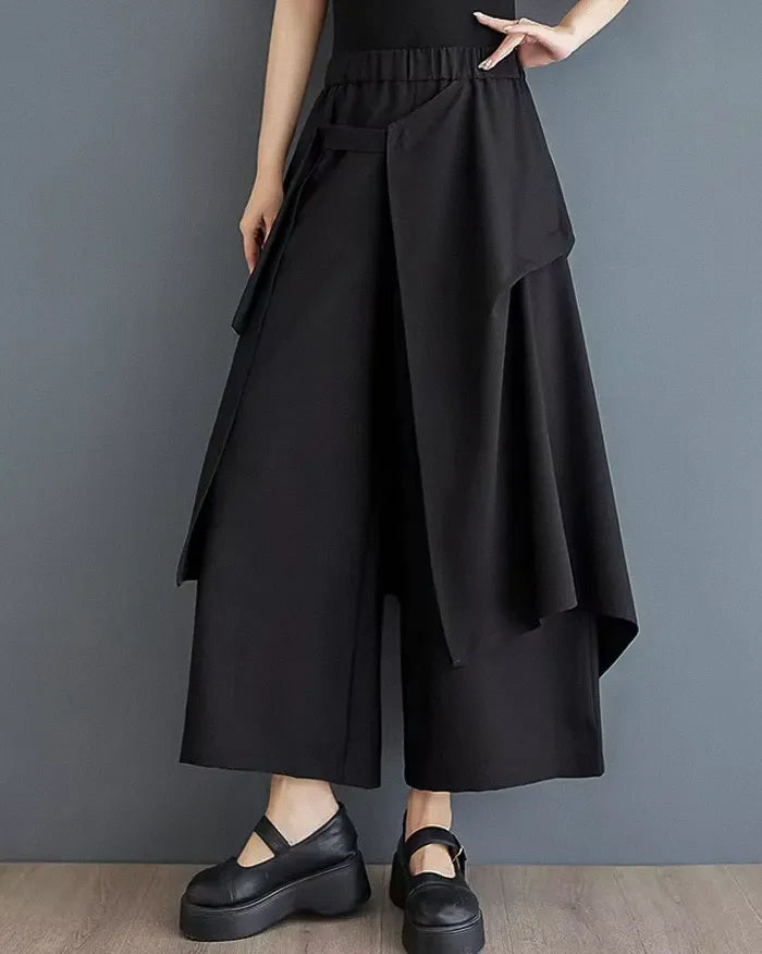 Pantalons Hakama Chic à Double Couche -  double couche - Pantalons Hakama Chic à Double Couche pour Femmes