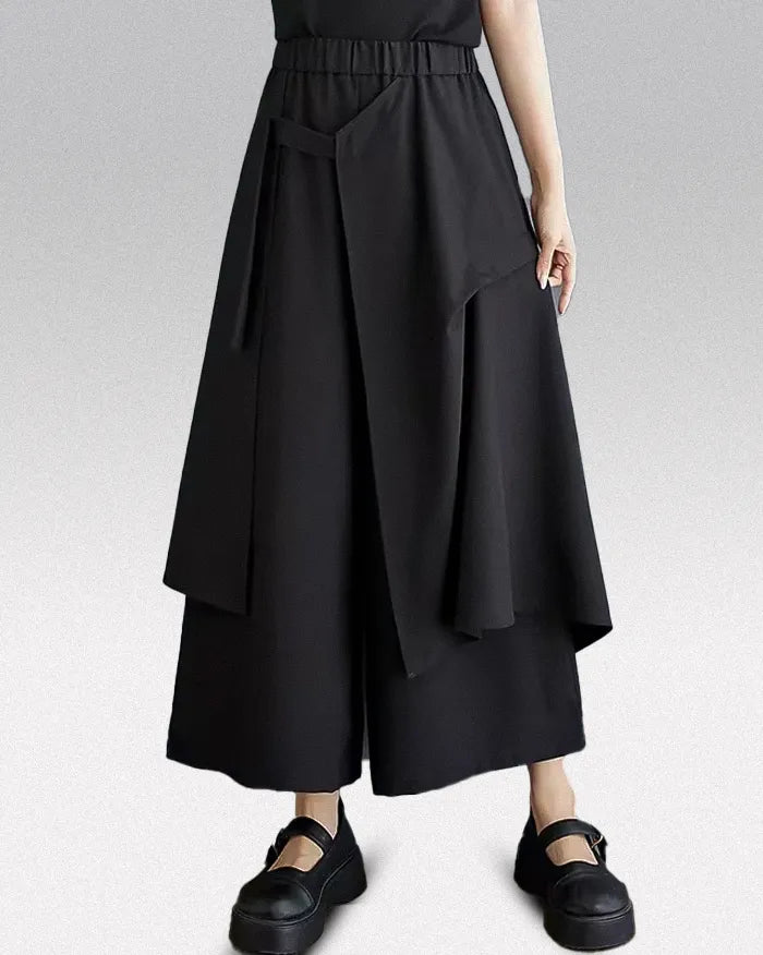 Pantalons Hakama Chic à Double Couche - pantalons hakama - Pantalons Hakama Chic à Double Couche pour Femmes