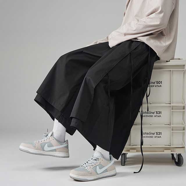 Pantalons Hakama Chic Détendus -  mode japonaise - Pantalons Hakama Chic pour un Style Décontracté