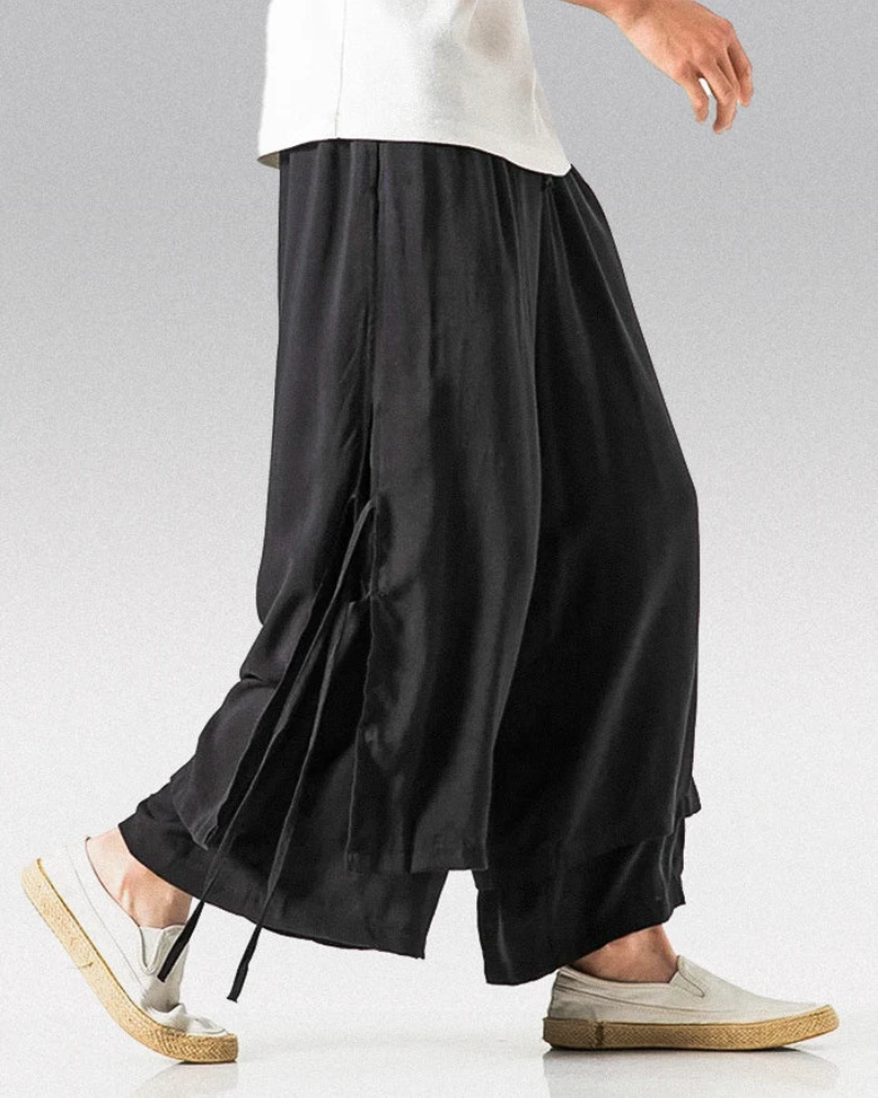 Pantalons Hakama en Coton Chic - pantalons techwear - Pantalons Hakama Chic en Coton : Élégance et Confort