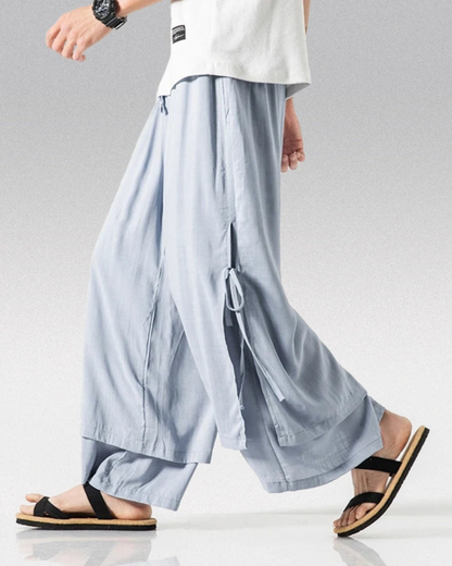 Pantalons Hakama en Coton Chic -  vêtements polyvalents - Pantalons Hakama Chic en Coton : Élégance et Confort