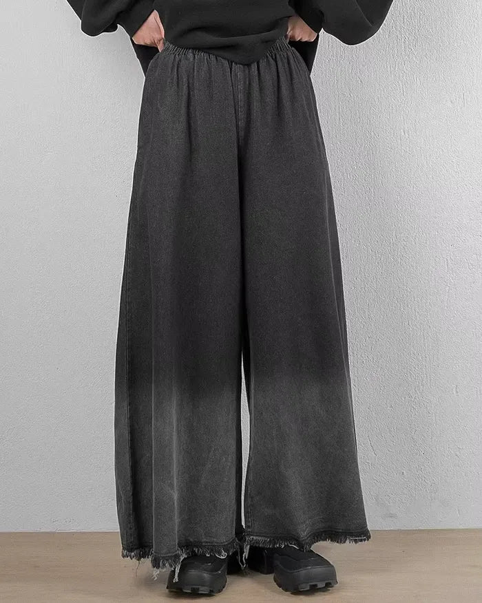 Pantalons Hakama en Denim Chic pour Femmes -  design moderne - Pantalons Hakama en Denim pour Femmes au Style Unique