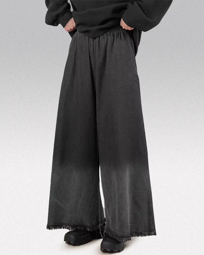 Pantalons Hakama en Denim Chic pour Femmes - pantalons décontractés femme - Pantalons Hakama en Denim pour Femmes au Style Unique