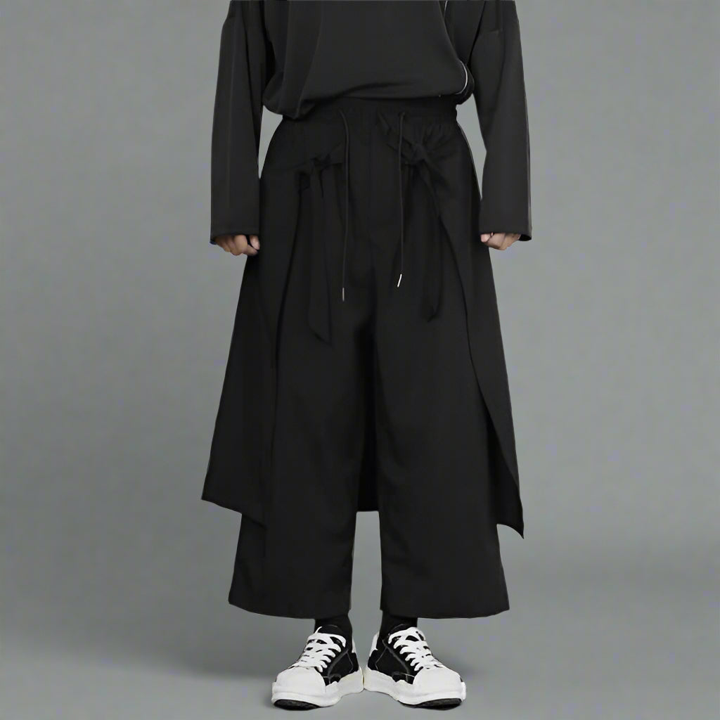 Pantalons Hakama Noirs Chic -  coupe ample - Pantalons Hakama Noirs Chic pour un Look Décontracté