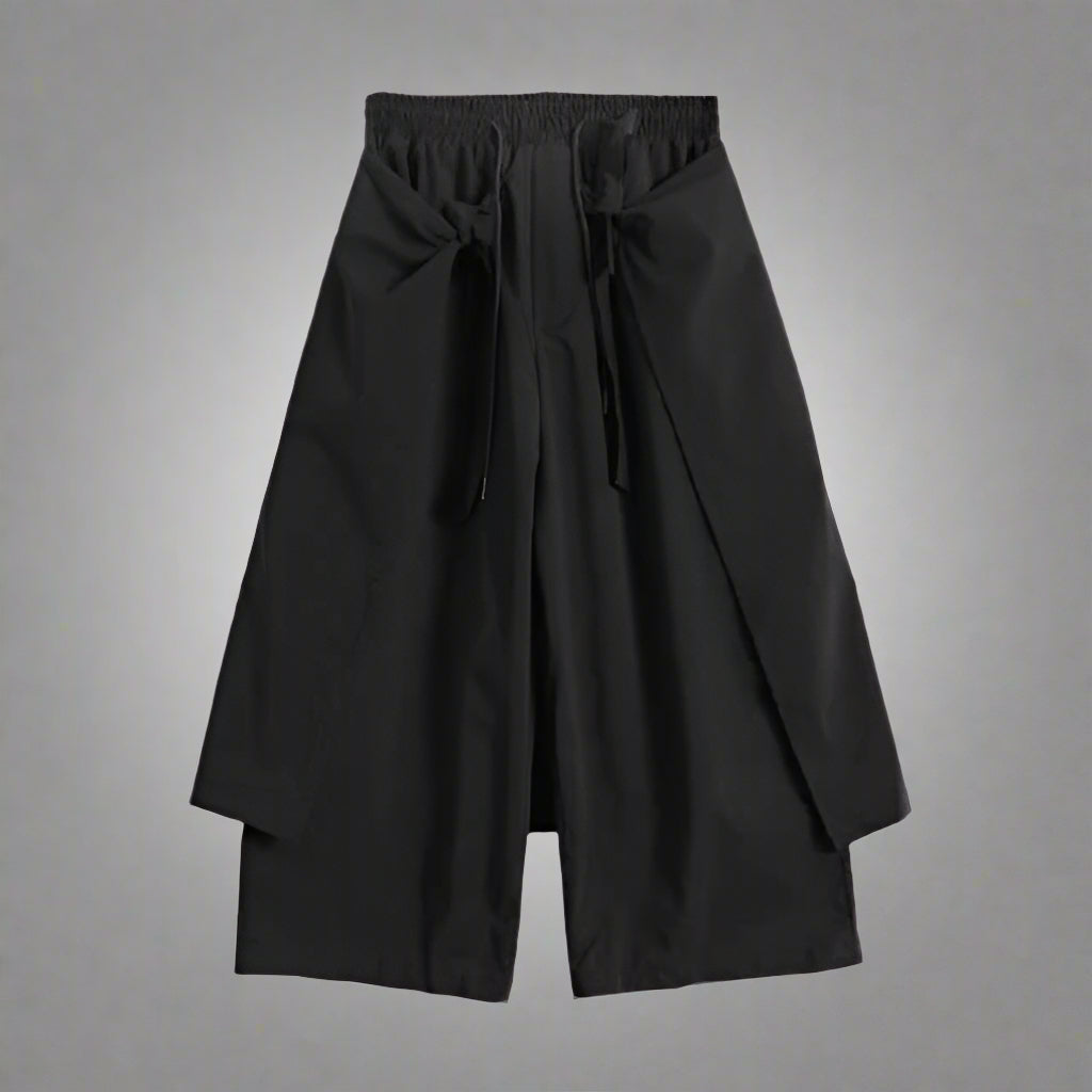 Pantalons Hakama Noirs Chic -  mode urbaine - Pantalons Hakama Noirs Chic pour un Look Décontracté