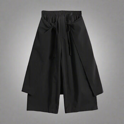 Pantalons Hakama Noirs Chic -  mode urbaine - Pantalons Hakama Noirs Chic pour un Look Décontracté