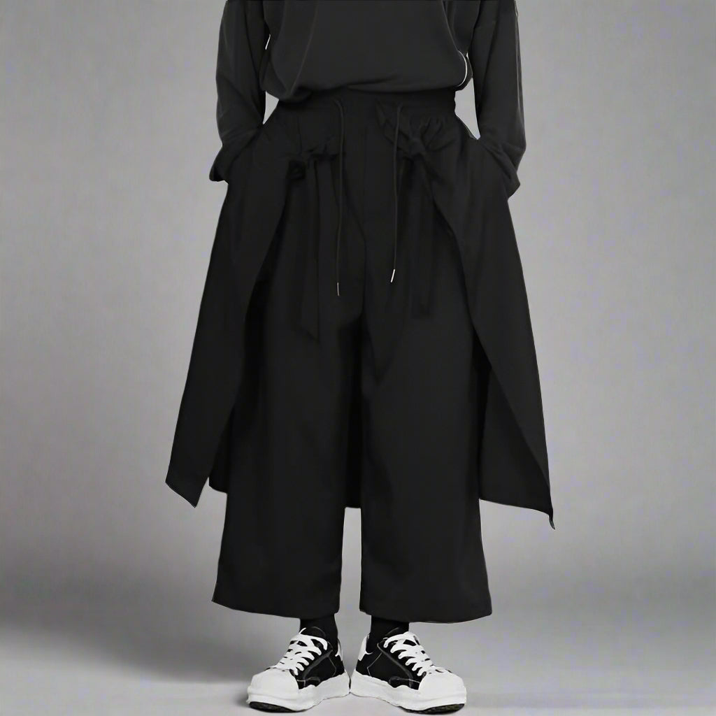 Pantalons Hakama Noirs Chic - pantalons hakama - Pantalons Hakama Noirs Chic pour un Look Décontracté