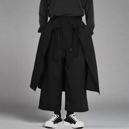 Pantalons Hakama Noirs Chic - pantalons hakama - Pantalons Hakama Noirs Chic pour un Look Décontracté