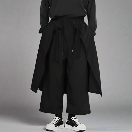Pantalons Hakama Noirs Chic - pantalons hakama - Pantalons Hakama Noirs Chic pour un Look Décontracté