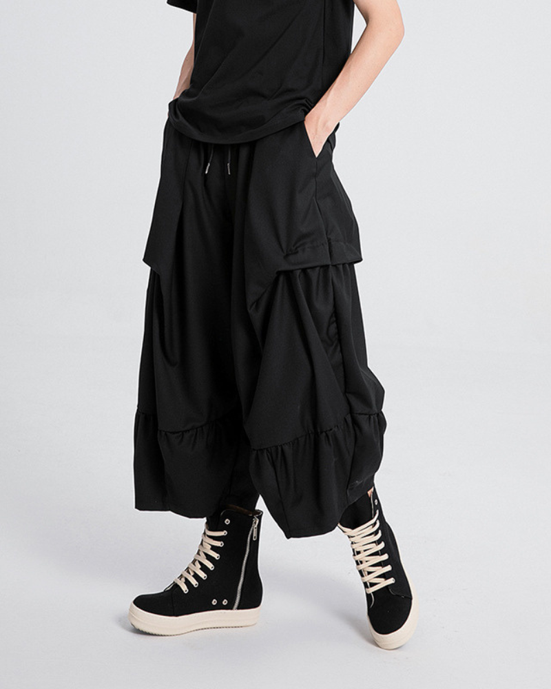 Pantalons Hakama Plissés Avant-Garde - pantalons hakama - Pantalons Hakama Plissés au Style Avant-Garde