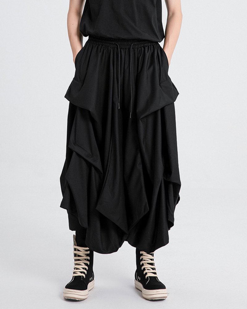 Pantalons Hakama Plissés Avant-Garde - pantalons techwear - Pantalons Hakama Plissés au Style Avant-Garde