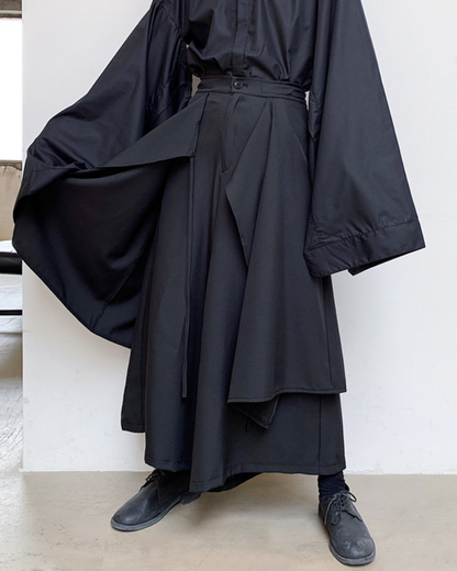 Pantalons Hakama Superposés Élégants - pantalons - Pantalons Hakama Élégants pour un Style Urbain