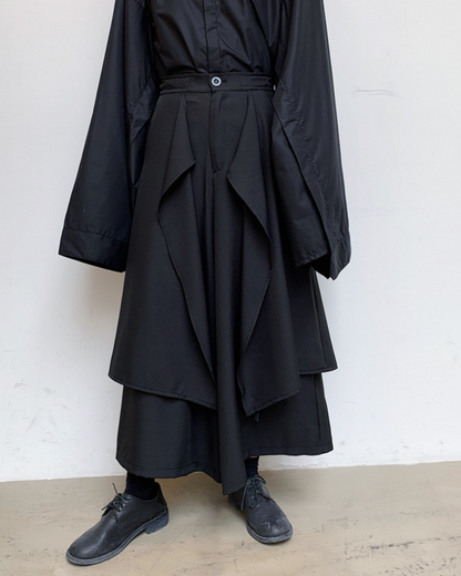 Pantalons Hakama Superposés Élégants - pantalons techwear - Pantalons Hakama Élégants pour un Style Urbain