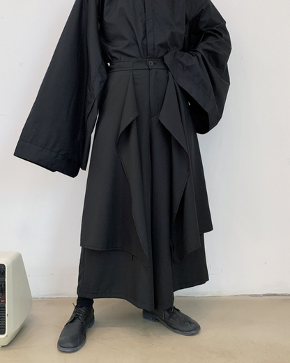 Pantalons Hakama Superposés Élégants -  style moderne - Pantalons Hakama Élégants pour un Style Urbain