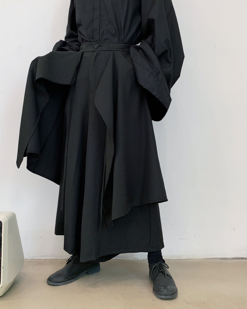 Pantalons Hakama Superposés Élégants -  techwear - Pantalons Hakama Élégants pour un Style Urbain