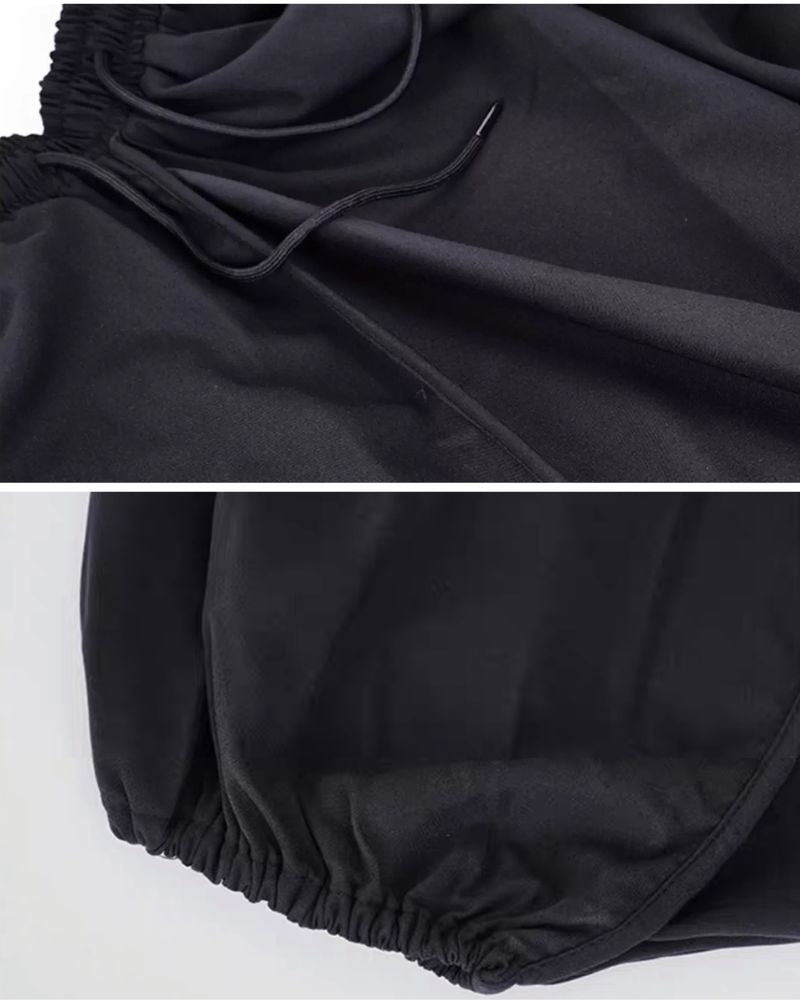 Pantalons Hakama Techwear Noir Chic -  japonais - Pantalons Hakama Techwear Noir pour un style moderne