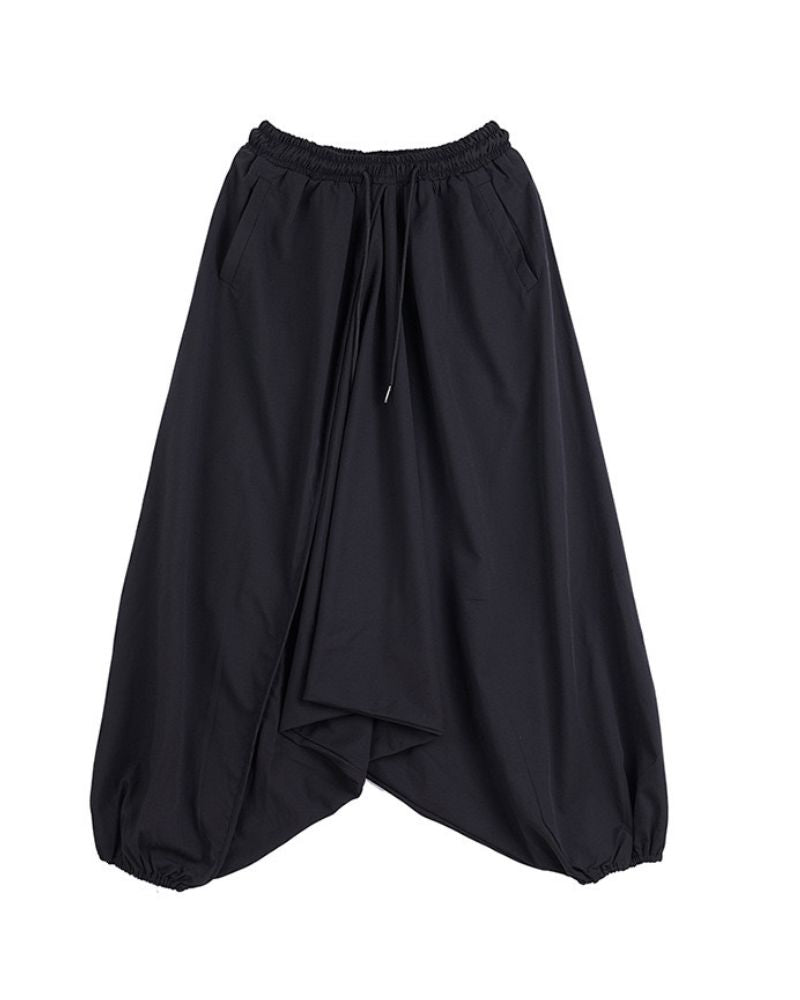 Pantalons Hakama Techwear Noir Chic - pantalons - Pantalons Hakama Techwear Noir pour un style moderne