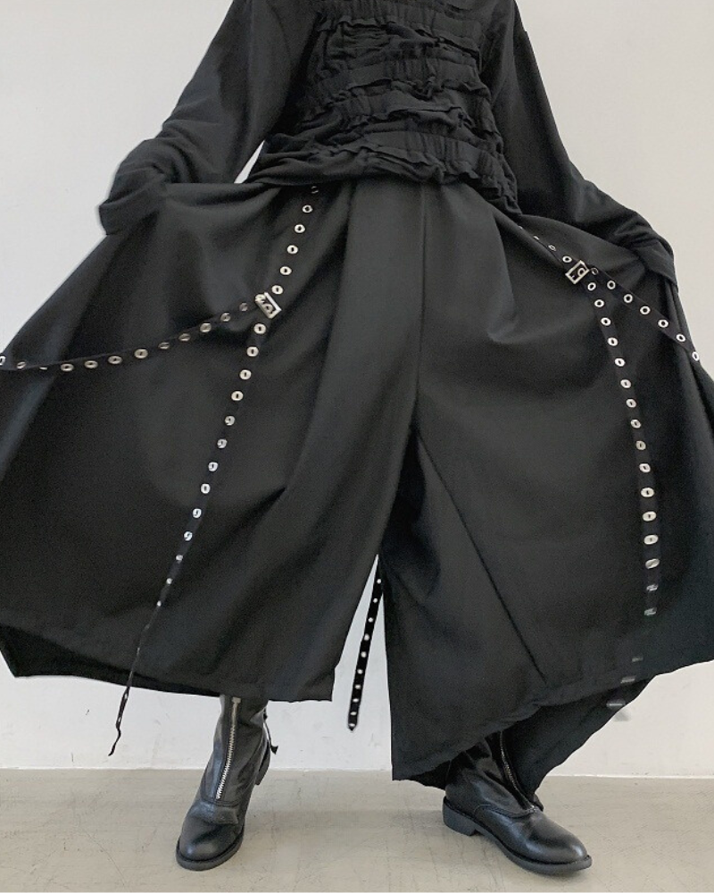 Pantalons Hakama Urbains Chic -  coton polyester - Pantalons Hakama Urbains Chic pour un Style Contemporain