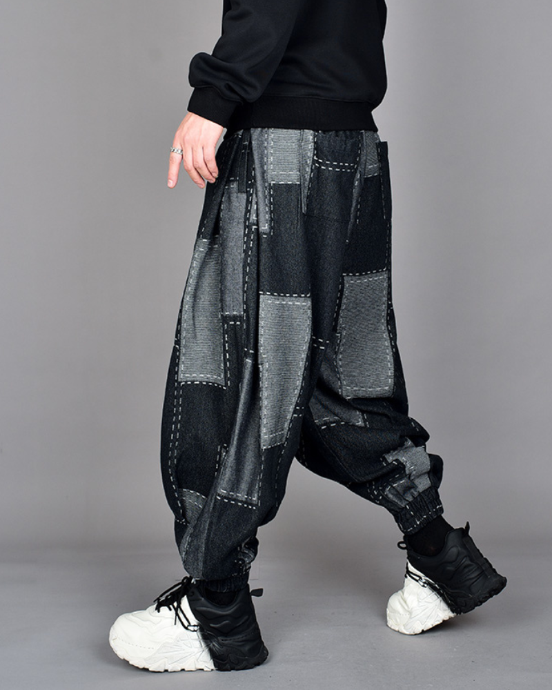 Pantalons Harem à Carreaux Chic -  design polyvalent - Pantalons Harem à Carreaux Chic pour un Style Polyvalent