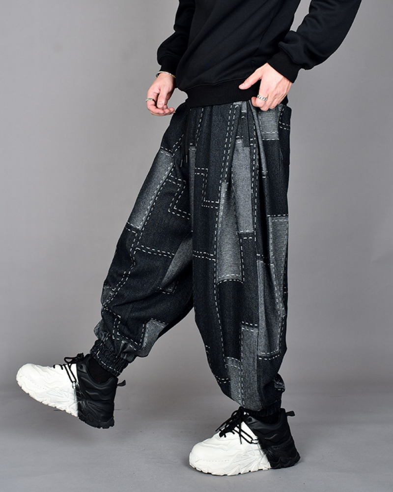 Pantalons Harem à Carreaux Chic - elegance japonaise - Pantalons Harem à Carreaux Chic pour un Style Polyvalent