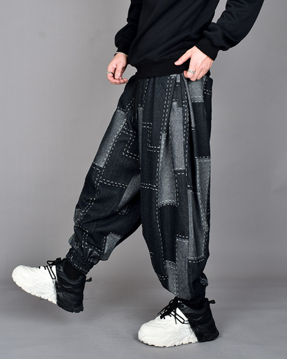 Pantalons Harem à Carreaux Chic - elegance japonaise - Pantalons Harem à Carreaux Chic pour un Style Polyvalent