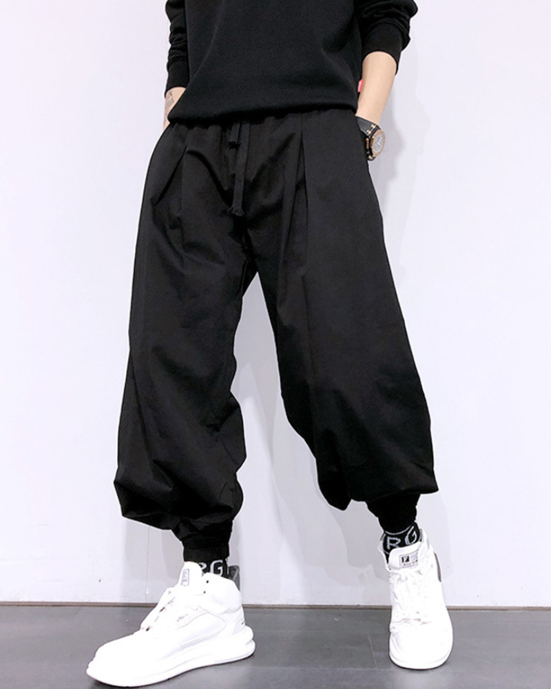 Pantalons Harem Japonais Chic -  couleur noire - Pantalons Harem Japonais Chic pour un Style Épuré