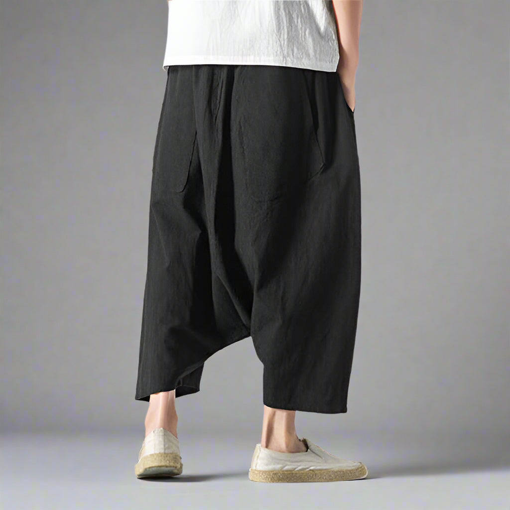 Pantalons Harem Japonais Chic -  look décontracté - Pantalons Harem Japonais pour Élégance et Confort