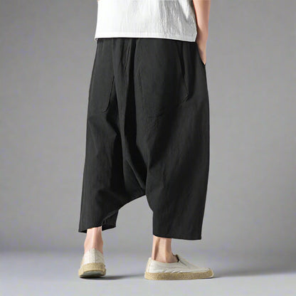 Pantalons Harem Japonais Chic -  look décontracté - Pantalons Harem Japonais pour Élégance et Confort