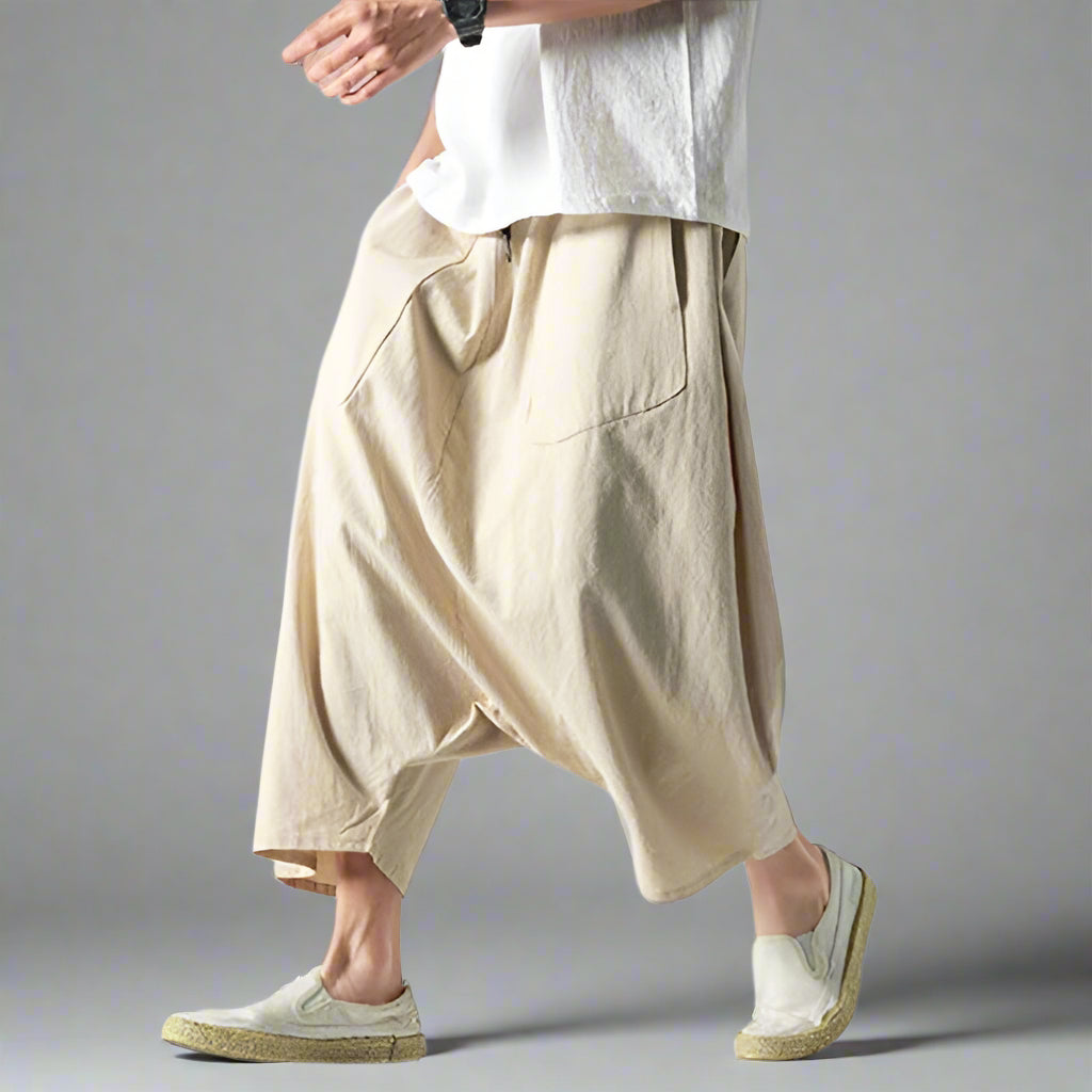 Pantalons Harem Japonais Chic - pantalons de style hakama - Pantalons Harem Japonais pour Élégance et Confort