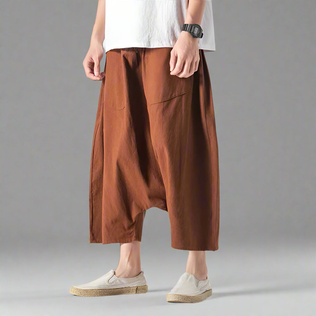 Pantalons Harem Japonais Chic - pantalons harem - Pantalons Harem Japonais pour Élégance et Confort