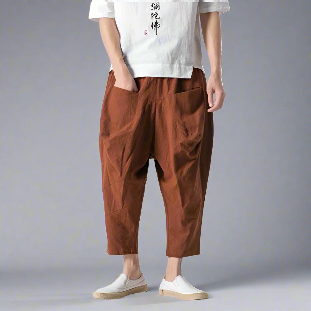 Pantalons Harem Japonais Stylés -  coupe ample - Pantalons Harem Japonais Confortables pour un Style Urbain