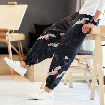 Pantalons Jogging Confort Ultime -  mode streetwear - Pantalons Jogging Hakama : Confort et Style Unisexe