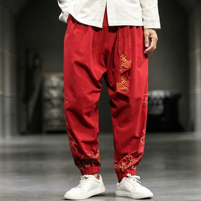 Pantalons Jogging Orientaux Stylés -  design contemporain - Pantalons Jogging Japonais à Jambe Large pour Confort