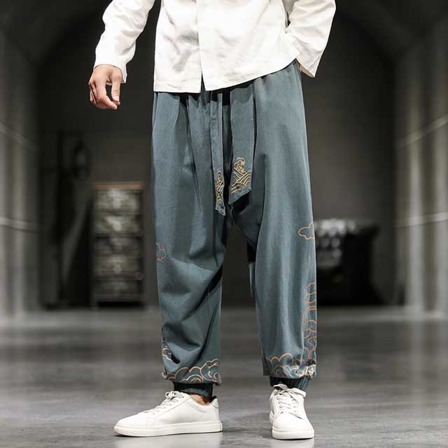 Pantalons Jogging Orientaux Stylés -  japonais - Pantalons Jogging Japonais à Jambe Large pour Confort