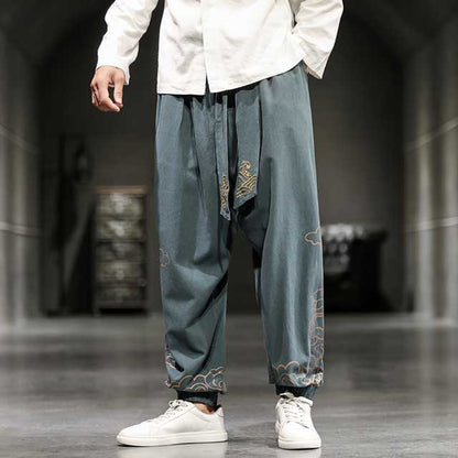 Pantalons Jogging Orientaux Stylés -  japonais - Pantalons Jogging Japonais à Jambe Large pour Confort