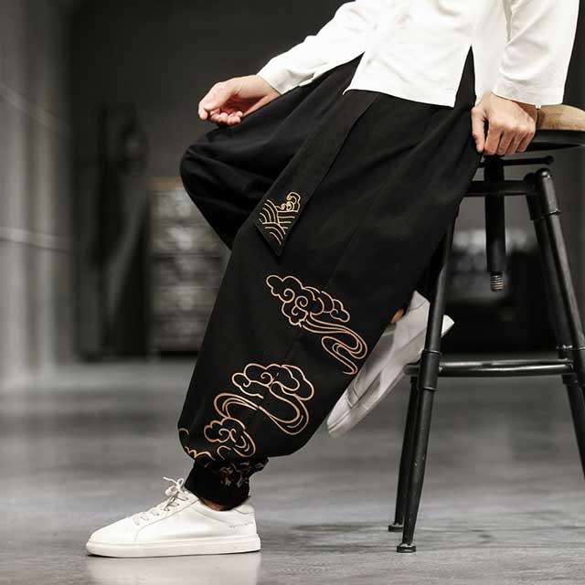Pantalons Jogging Orientaux Stylés -  jogging à jambe large - Pantalons Jogging Japonais à Jambe Large pour Confort
