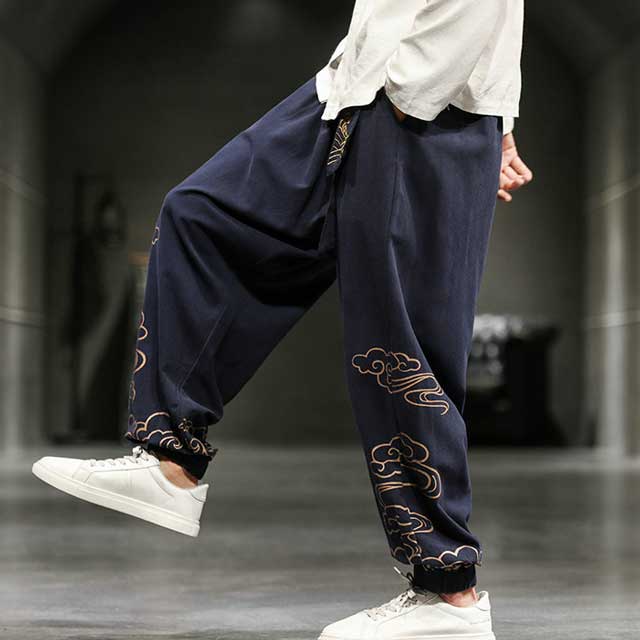 Pantalons Jogging Orientaux Stylés -  jogging - Pantalons Jogging Japonais à Jambe Large pour Confort