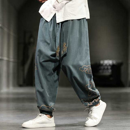 Pantalons Jogging Orientaux Stylés - pantalons - Pantalons Jogging Japonais à Jambe Large pour Confort