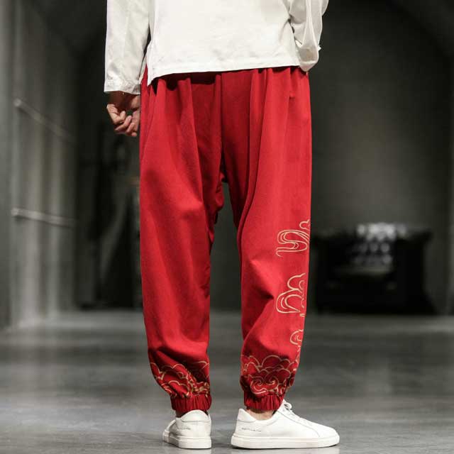Pantalons Jogging Orientaux Stylés -  style - Pantalons Jogging Japonais à Jambe Large pour Confort