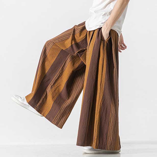 Pantalons Large en Lin Élégants -  hakama - Pantalons Large en Lin Élégants pour un Confort Optimal