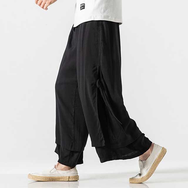 Pantalons larges fluides et chics -  pantalons en polyester - Pantalons larges fluides pour un style décontracté et chic