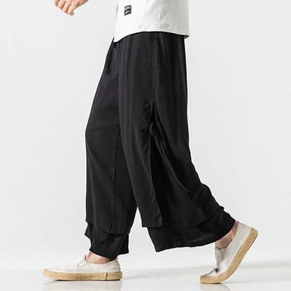 Pantalons larges fluides et chics -  pantalons en polyester - Pantalons larges fluides pour un style décontracté et chic