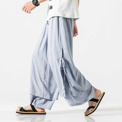 Pantalons larges fluides et chics -  polyester - Pantalons larges fluides pour un style décontracté et chic