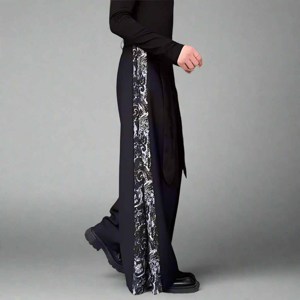 Pantalons larges à panneaux chics -  mode japonaise - Pantalons larges à panneaux Hakama pour un style moderne