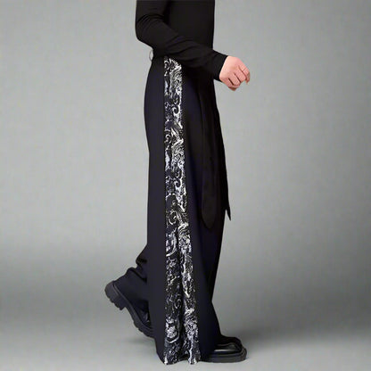 Pantalons larges à panneaux chics -  mode japonaise - Pantalons larges à panneaux Hakama pour un style moderne