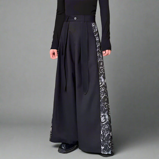 Pantalons larges à panneaux chics - pantalons hakama - Pantalons larges à panneaux Hakama pour un style moderne