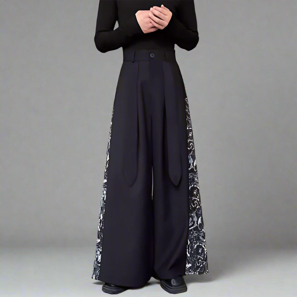 Pantalons larges à panneaux chics -  streetwear - Pantalons larges à panneaux Hakama pour un style moderne