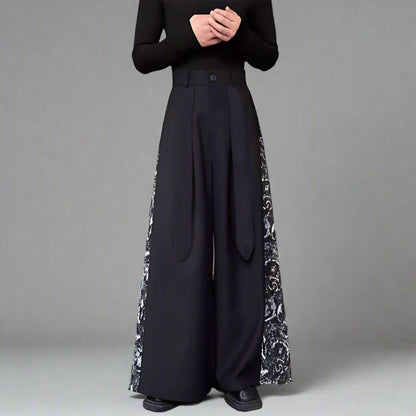 Pantalons larges à panneaux chics -  streetwear - Pantalons larges à panneaux Hakama pour un style moderne