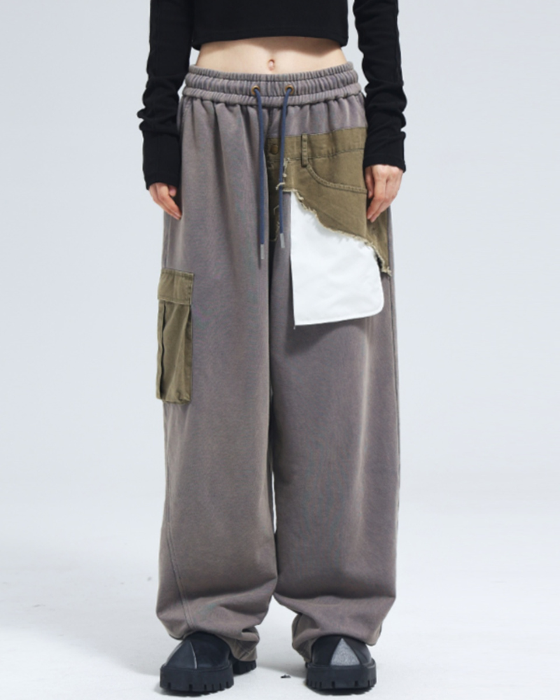 Pantalons larges unisexes élégants -  esthétique cyberpunk - Pantalons larges unisexes gris inspirés du Techwear