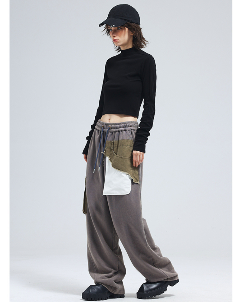 Pantalons larges unisexes élégants -  gris - Pantalons larges unisexes gris inspirés du Techwear